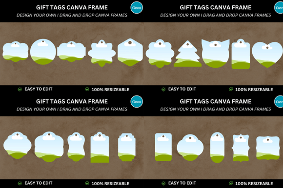 25 Gift Tag Frame Mockup Canva Bundle for Instant Polish