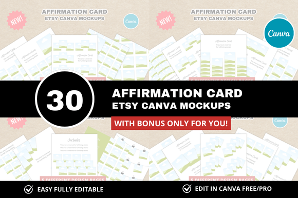 30 Square Affirmation Card Bundle +Bonus: Your Complete Design Solution