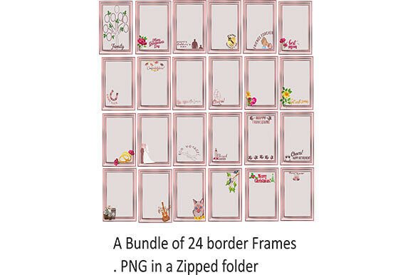 Bundle of 24 Borders/Frames: Rose Gold Design Assets