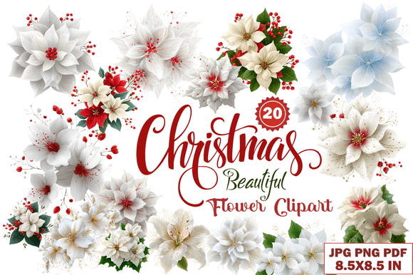 Christmas Beautiful Flower Clipart: Festive Floral Assets for Your Projects