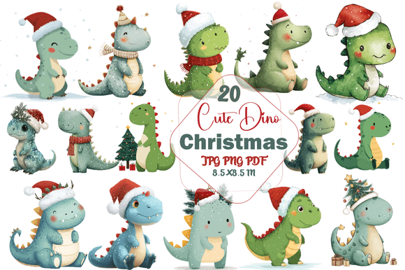 Cute Dino Christmas Clipart: Festive Design Made Simple