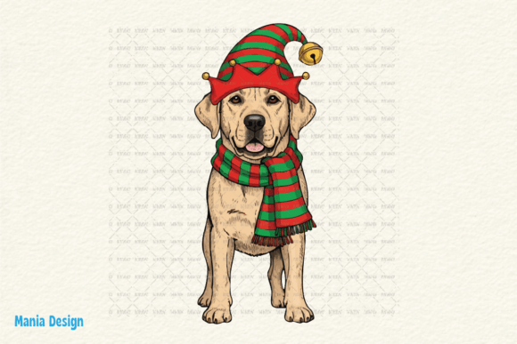 Designing with the Retro Christmas Labrador Elf Dog PNG