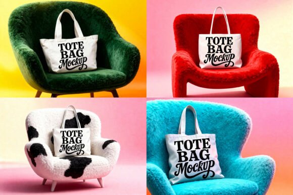 Elevate Your Product Mockups: Tote Bags on Modern Chairs
