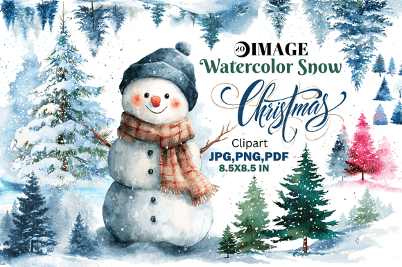 Enchanting Watercolor Snow Christmas Clipart for Your Projects