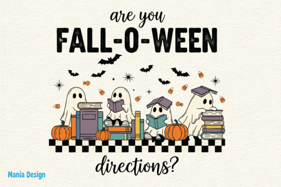 FalloWeen Reading Ghosts PNG Book: Autumnal Charm for Creators