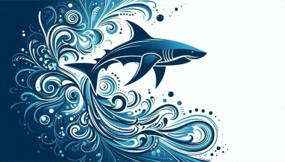Make Waves with Shark Swimming in the Ocean Illustrations