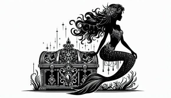 Mermaid with a Treasure Chest: Whimsical Design for Creative Projects