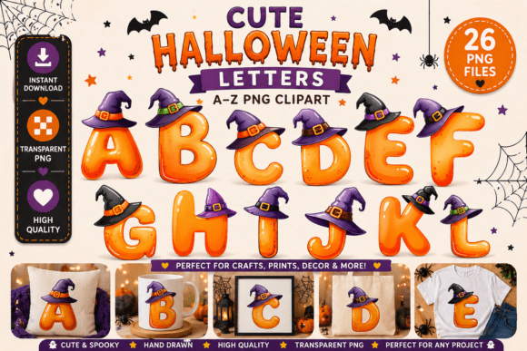 Spooky-Cute Design Magic: Halloween Alphabet Clipart
