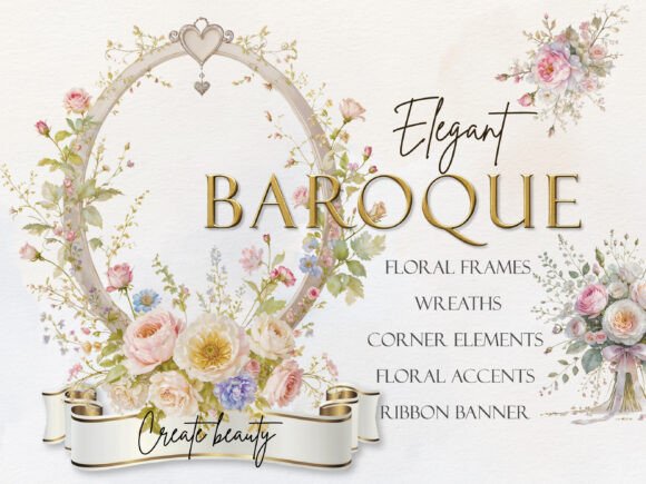 Timeless Charm with Elegant Baroque Floral Clipart