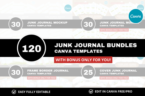 Transform Your Etsy Shop with 120 Cover Journal Canva Bundle + Bonus
